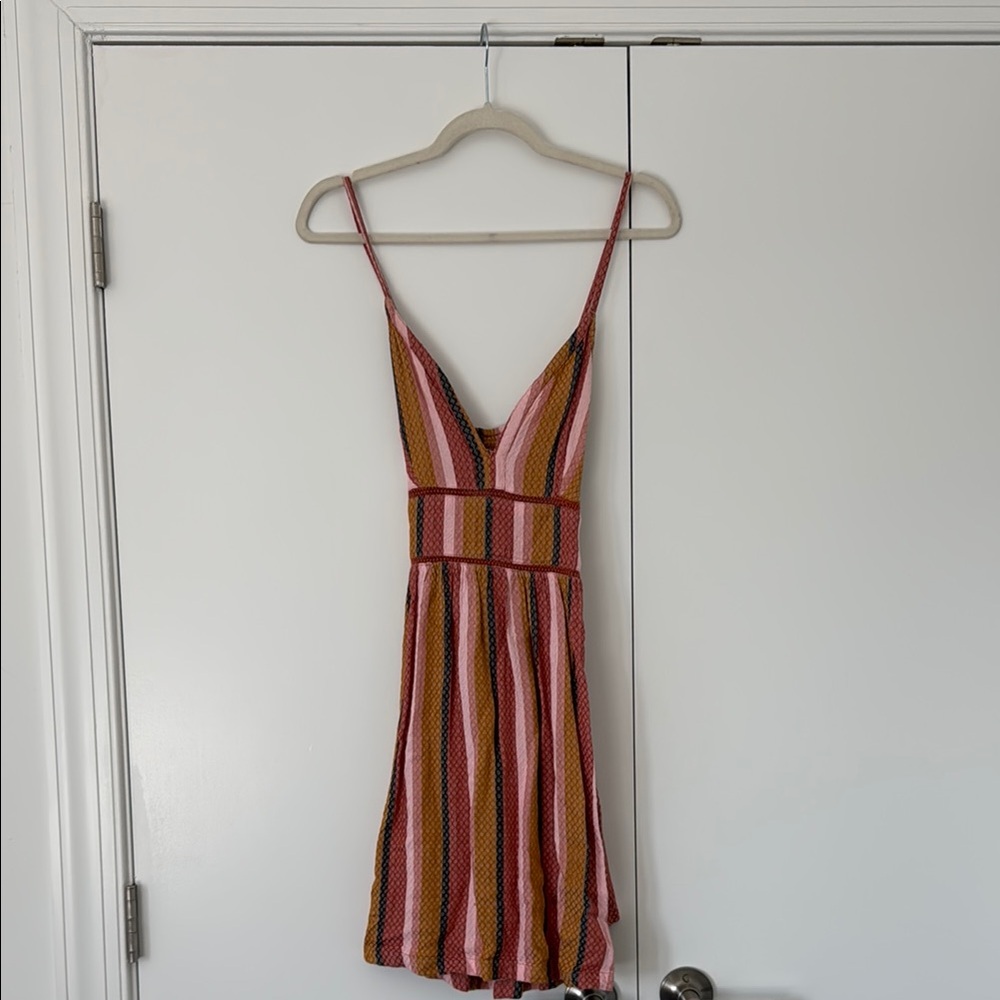 Roxy Striped Mini Dress - Pink, Orange, Brown
